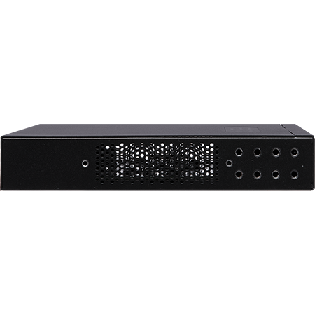 Araknis 220 Series router side profile showing compact fanless enclosure