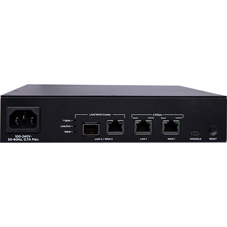 Araknis 520 Series router rear port panel with dual WAN and combo SFP port