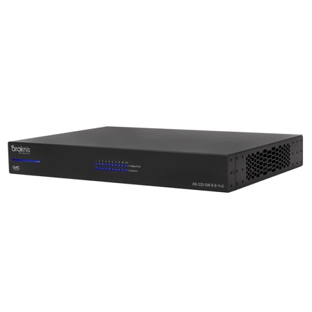 Araknis 320 Series managed Gigabit PoE+ switch, 8-port rear-ports model