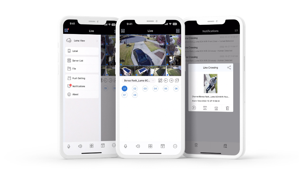 Mobile app remote playback screen for viewing recorded video