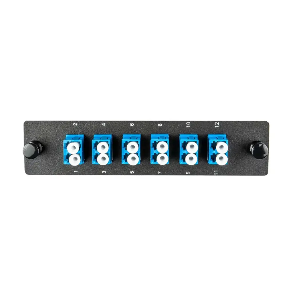 Adapter Plate, 12 Fiber, Duplex, LC/UPC, 9 µm OS2, Blue