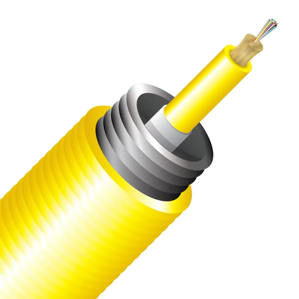 12 Strand OS2, Interlocking Armored Micro Distribution Loose Tube, Plenum Indoor/Outdoor - Bulk per Ft.