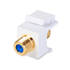 Gold-plated 3 GHz Bandwidth F-Connector Keystone Insert - White